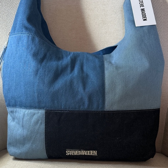 Steve Madden Denim and Black Hobo Bag With small Crossbody bag inside - Picture 2 of 12